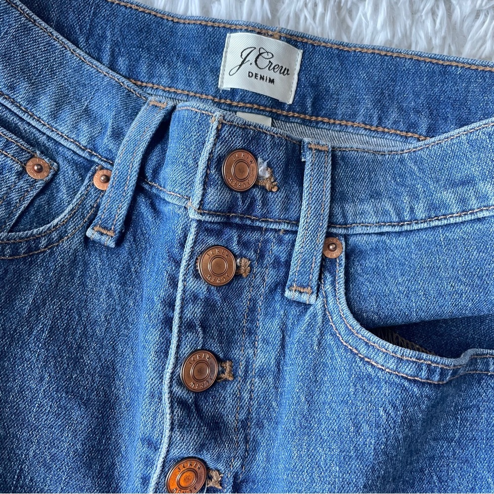 J. Crew Button Front Denim Jean Mini Skirt - Picture 2 of 9